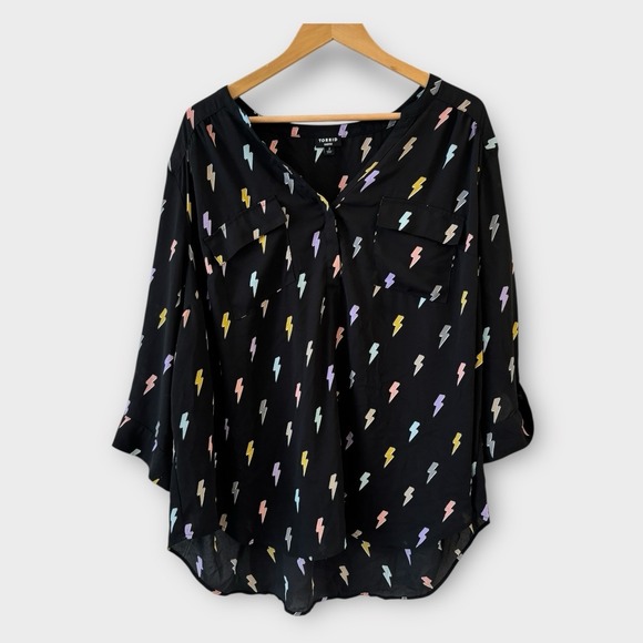 torrid Tops - Torrid Harper Boho‎ Georgette Lightening Bolt Tunic Top Size 3/3X Career Office